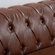 Brown pu uphostery rolled arm chesterfield three seater sofa by La Spezia additional picture 4