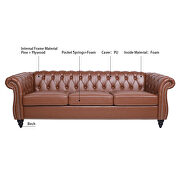 Brown pu uphostery rolled arm chesterfield three seater sofa by La Spezia additional picture 6