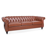 Brown pu uphostery rolled arm chesterfield three seater sofa by La Spezia additional picture 8