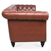 Brown pu uphostery rolled arm chesterfield three seater sofa by La Spezia additional picture 9