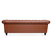 Brown pu uphostery rolled arm chesterfield three seater sofa by La Spezia additional picture 10