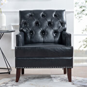 Black pu upholstery metallic nail head trim wide armchair by La Spezia additional picture 5