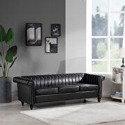 Black pu traditional square arm 3 seater sofa by La Spezia additional picture 12