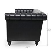 Black pu traditional square arm 3 seater sofa by La Spezia additional picture 3