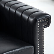 Black pu traditional square arm 3 seater sofa by La Spezia additional picture 9