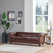 Dark brown pu traditional square arm 3 seater sofa by La Spezia additional picture 12
