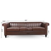 Dark brown pu traditional square arm 3 seater sofa by La Spezia additional picture 3