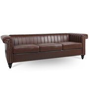 Dark brown pu traditional square arm 3 seater sofa by La Spezia additional picture 6