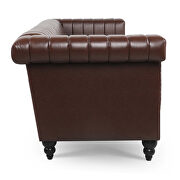 Dark brown pu traditional square arm 3 seater sofa by La Spezia additional picture 7