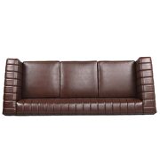 Dark brown pu traditional square arm 3 seater sofa by La Spezia additional picture 8