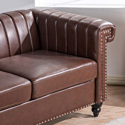 Dark brown pu traditional square arm 3 seater sofa by La Spezia additional picture 9