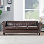 Dark brown pu traditional square arm 3 seater sofa by La Spezia additional picture 10