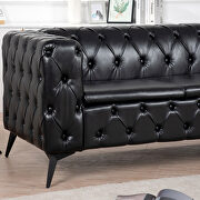 Black pu traditional square arm removable cushion 3-seater sofa by La Spezia additional picture 2
