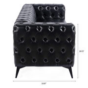 Black pu traditional square arm removable cushion 3-seater sofa by La Spezia additional picture 3
