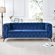 Peacock blue fabric traditional square arm removable cushion 3-seater sofa by La Spezia additional picture 2