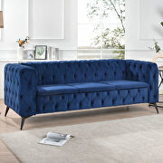 Peacock blue fabric traditional square arm removable cushion 3-seater sofa by La Spezia additional picture 9
