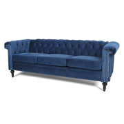 Blue fabric traditional square arm 3 seater sofa by La Spezia additional picture 2