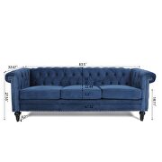 Blue fabric traditional square arm 3 seater sofa by La Spezia additional picture 13