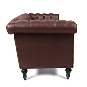 Dark brown pu leather traditional square arm 3-seater sofa by La Spezia additional picture 2