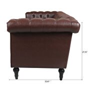 Dark brown pu leather traditional square arm 3-seater sofa by La Spezia additional picture 12