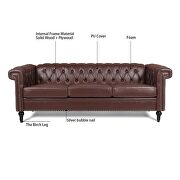 Dark brown pu leather traditional square arm 3-seater sofa by La Spezia additional picture 13