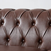 Dark brown pu leather traditional square arm 3-seater sofa by La Spezia additional picture 8