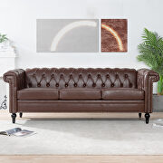 Dark brown pu leather traditional square arm 3-seater sofa by La Spezia additional picture 9