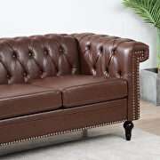 Dark brown pu leather traditional square arm 3-seater sofa by La Spezia additional picture 10