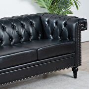 Black pu leather traditional square arm 3-seater sofa by La Spezia additional picture 12