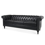 Black pu leather traditional square arm 3-seater sofa by La Spezia additional picture 3