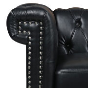 Black pu leather traditional square arm 3-seater sofa by La Spezia additional picture 6