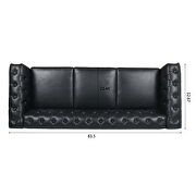 Black pu leather traditional square arm 3-seater sofa by La Spezia additional picture 7