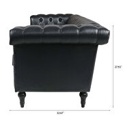 Black pu leather traditional square arm 3-seater sofa by La Spezia additional picture 9