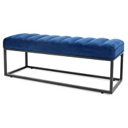 Navy blue velvet upholstered bench with metal base by La Spezia additional picture 11