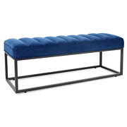 Navy blue velvet upholstered bench with metal base by La Spezia additional picture 3