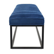 Navy blue velvet upholstered bench with metal base by La Spezia additional picture 4