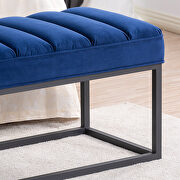 Navy blue velvet upholstered bench with metal base by La Spezia additional picture 5