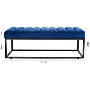 Navy blue velvet upholstered bench with metal base by La Spezia additional picture 7