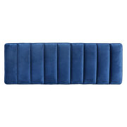 Navy blue velvet upholstered bench with metal base by La Spezia additional picture 8