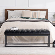 Black pu upholstered bench with metal base by La Spezia additional picture 2