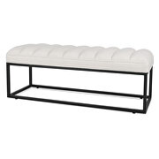 White velvet upholstered bench with metal base by La Spezia additional picture 4