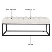 White velvet upholstered bench with metal base by La Spezia additional picture 7
