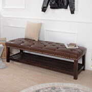 Dark brown pu wooden base upholstered bench by La Spezia additional picture 13