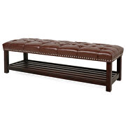 Dark brown pu wooden base upholstered bench by La Spezia additional picture 5