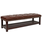 Dark brown pu wooden base upholstered bench by La Spezia additional picture 7