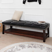 Black pu wooden base upholstered bench by La Spezia additional picture 3