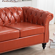 Orange pu uphostery rolled arm chesterfield three seater sofa by La Spezia additional picture 2