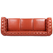 Orange pu uphostery rolled arm chesterfield three seater sofa by La Spezia additional picture 11