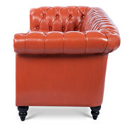 Orange pu uphostery rolled arm chesterfield three seater sofa by La Spezia additional picture 12