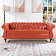 Orange pu uphostery rolled arm chesterfield three seater sofa by La Spezia additional picture 5